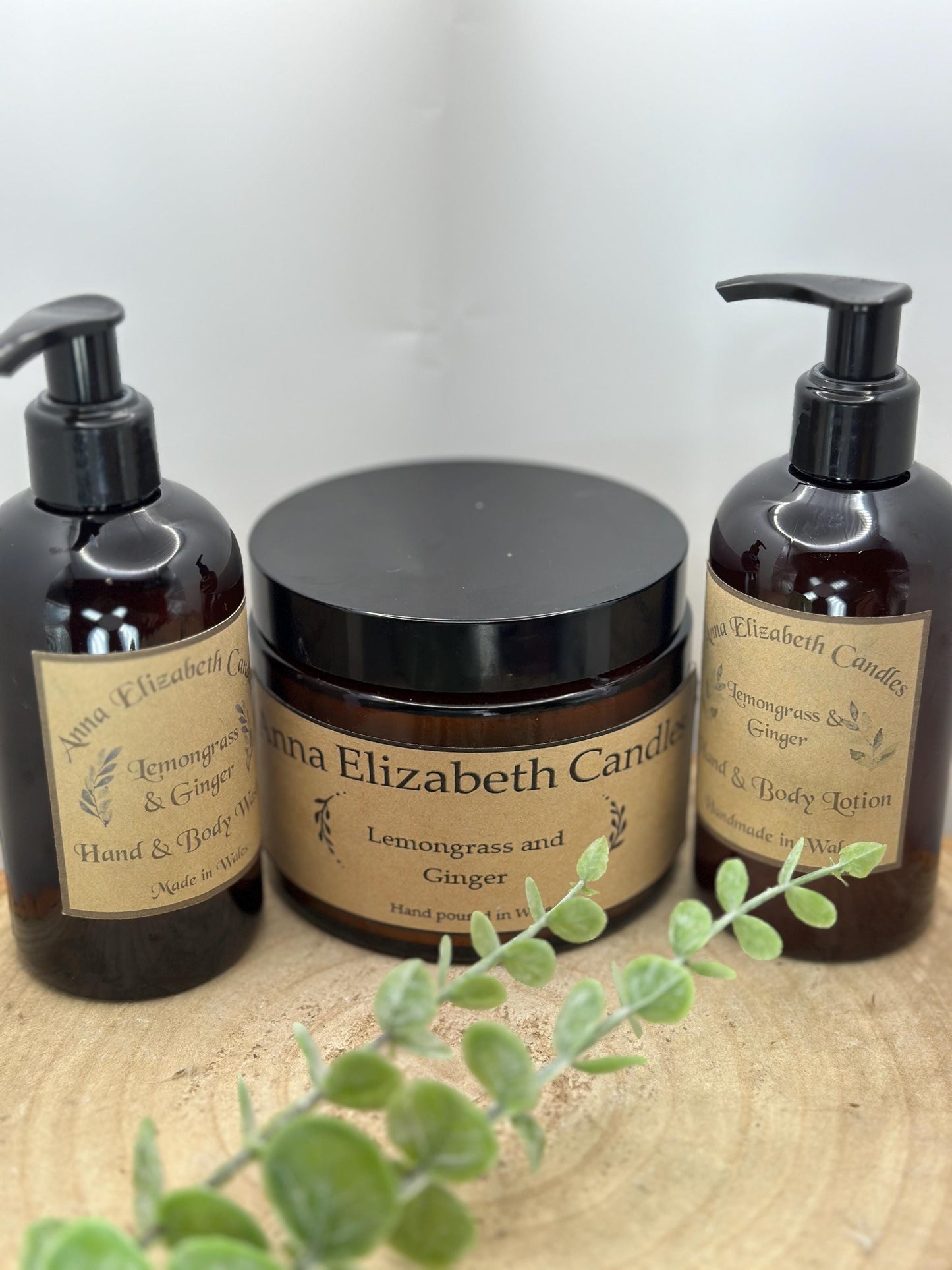Personalised Wedding Gift, Luxury Gift Set, Candle Gift, Body Wash & Lotion Gift Set, Lemongrass and Ginger Scented Gift Set
