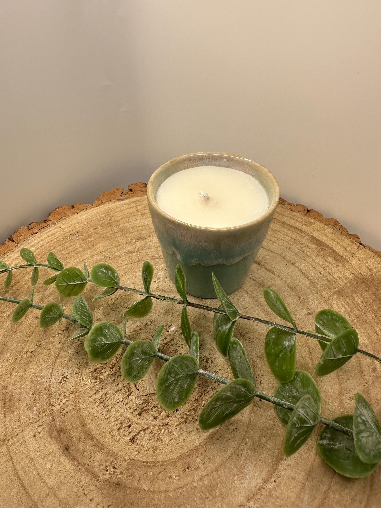 A Little Pot of Calm, Mini Essential Oil Candle, Made with Olive Wax, Relaxing Scented Candle, Aqua Wellness Candle