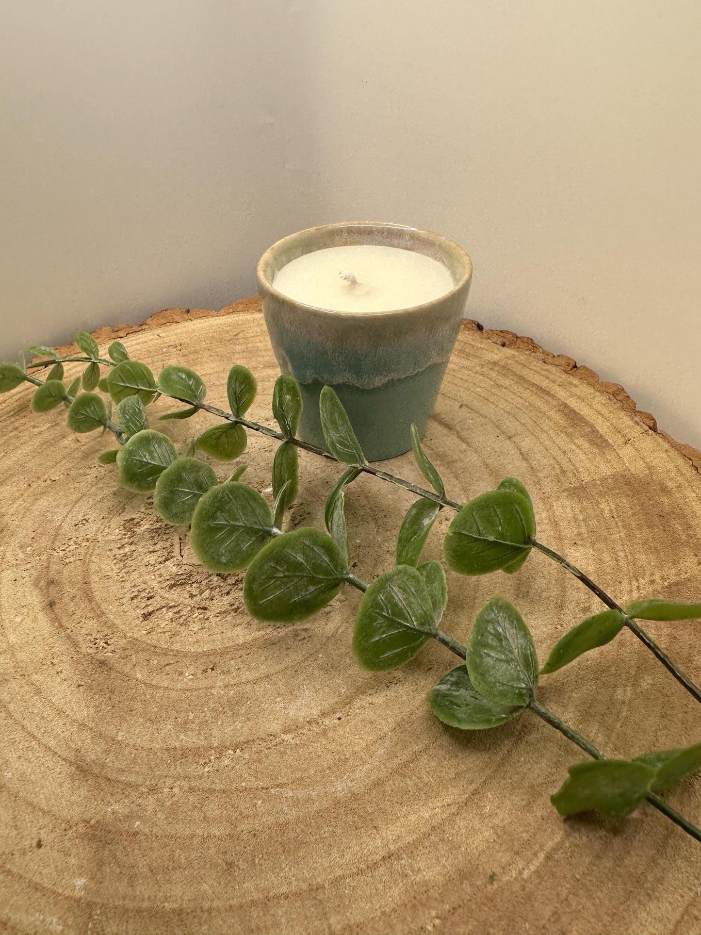 A Little Pot of Calm, Mini Essential Oil Candle, Made with Olive Wax, Relaxing Scented Candle, Aqua Wellness Candle