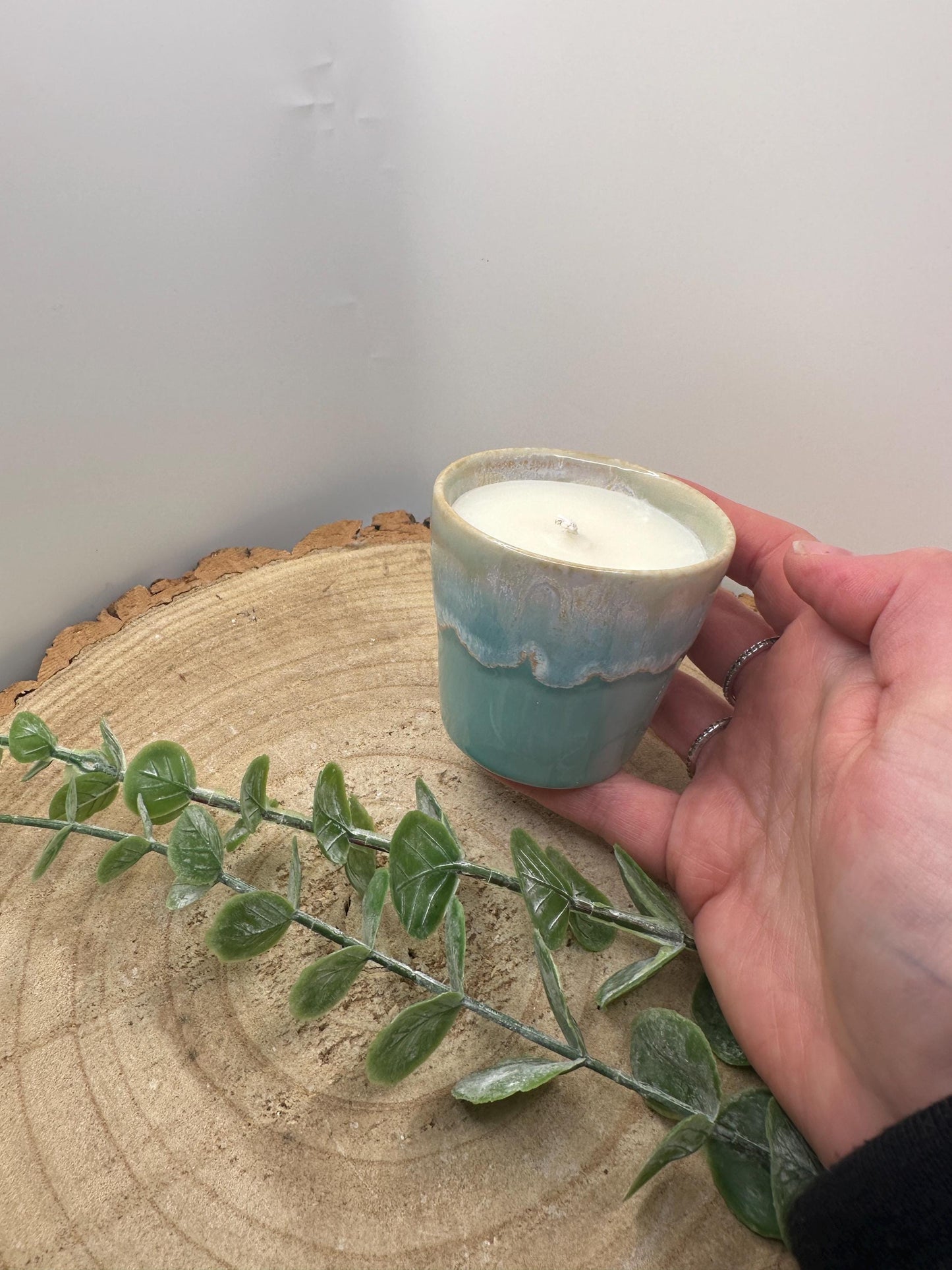 A Little Pot of Calm, Mini Essential Oil Candle, Made with Olive Wax, Relaxing Scented Candle, Aqua Wellness Candle
