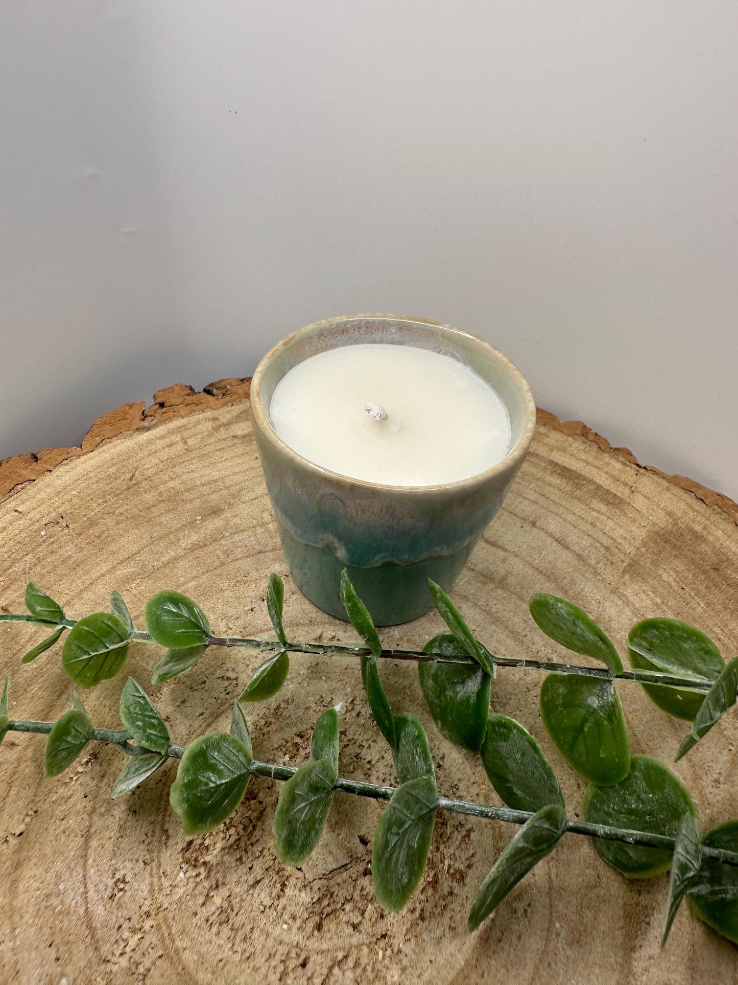 A Little Pot of Calm, Mini Essential Oil Candle, Made with Olive Wax, Relaxing Scented Candle, Aqua Wellness Candle
