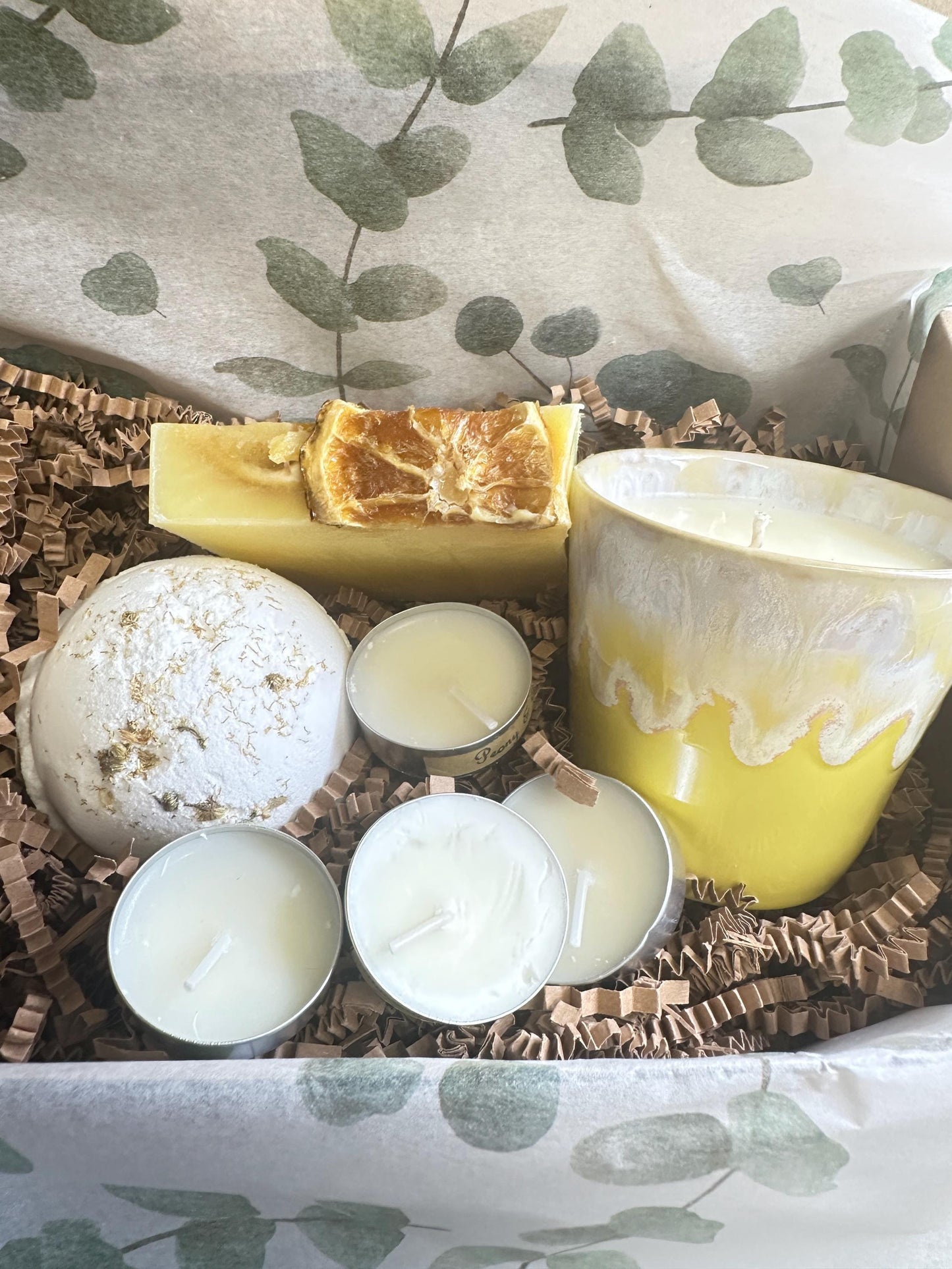 Box of Energy, Invigorating Wellness Set, Candle, Energise Bath Bomb & Sunshine Soap