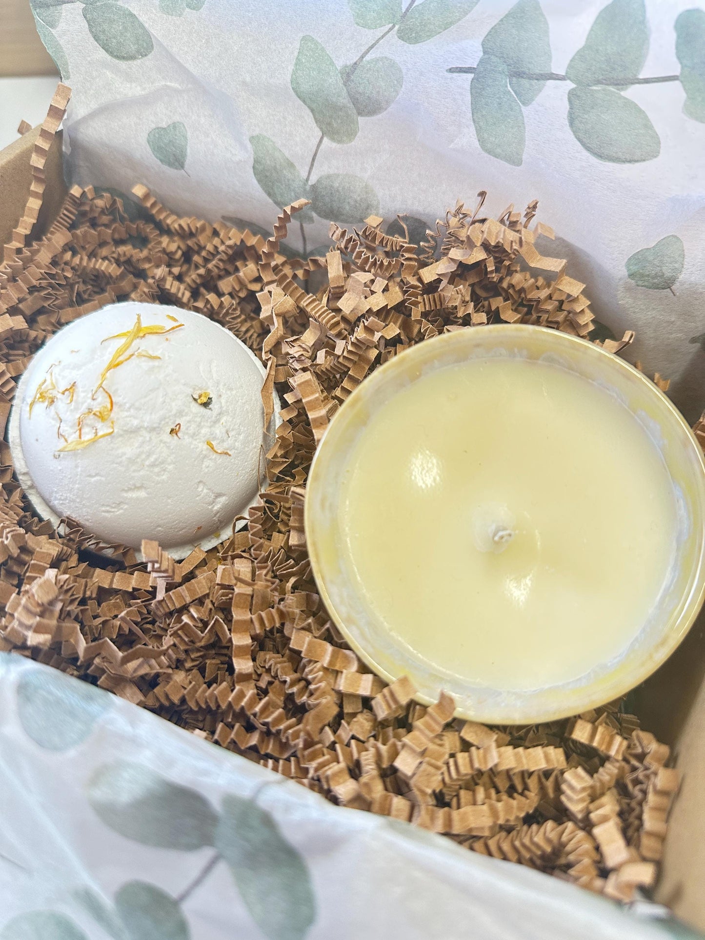 Box of Energy, Wellness Hamper Box, Candle & Energise Bath Bomb Gift Set, Invigorating Self-Care