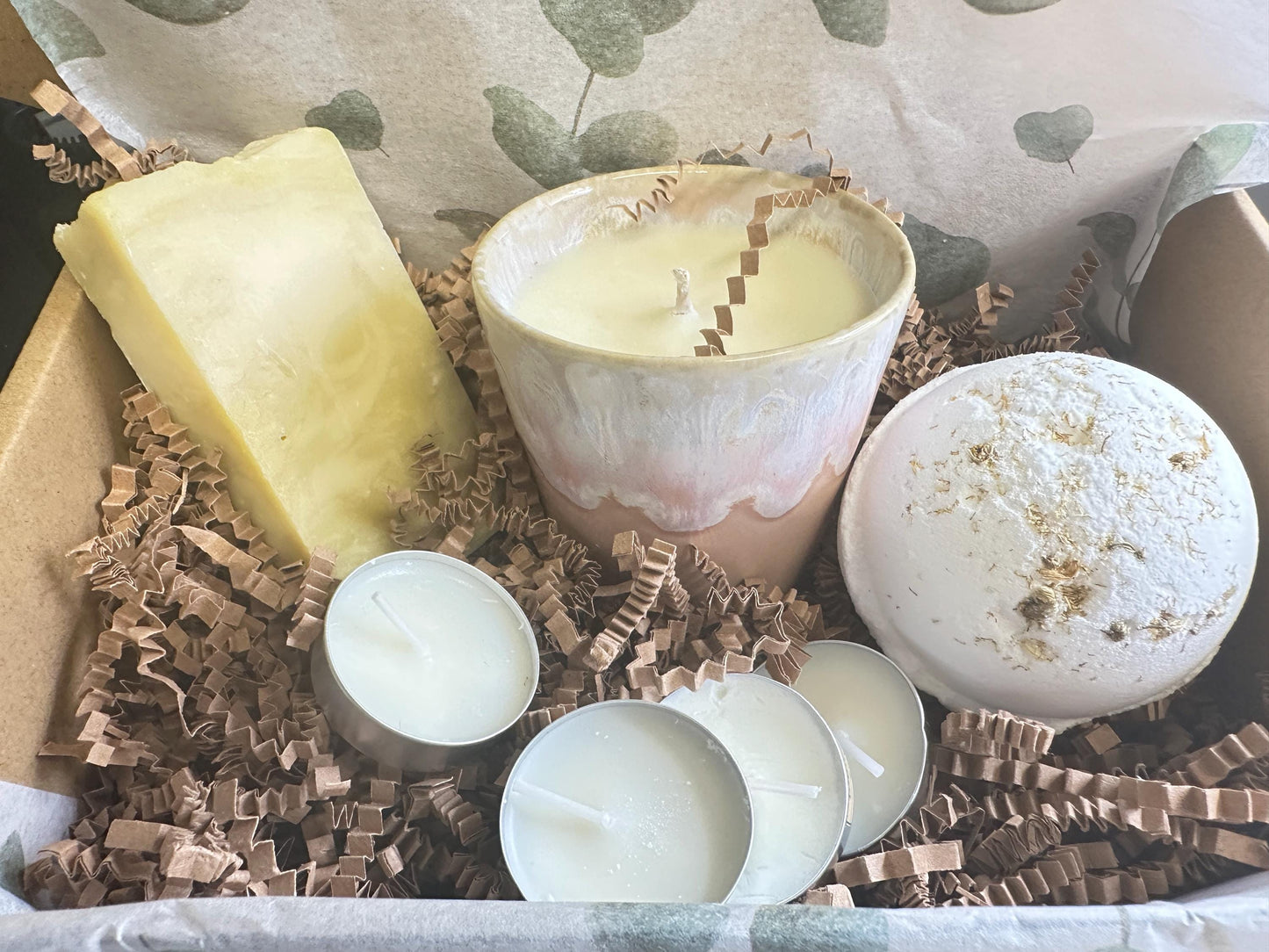 Box of Positivity, Wellness Set, Candle, Argan Oil Soap & Revive Bath Bomb, Pamper Wellness Gift Set