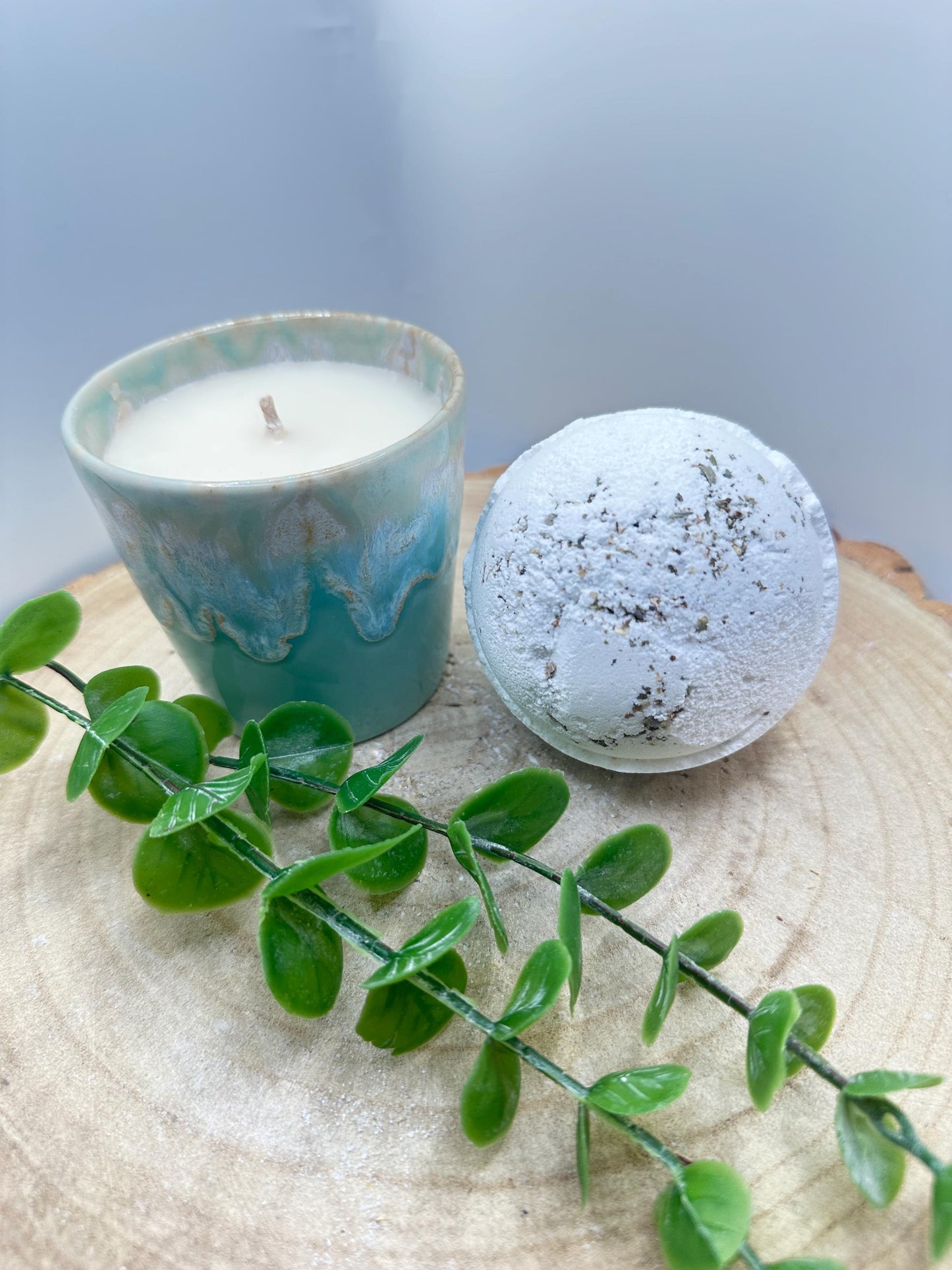 Box of Calm, Candle & Calming Bath Bomb Gift Set, Wellness and Self-Care Box