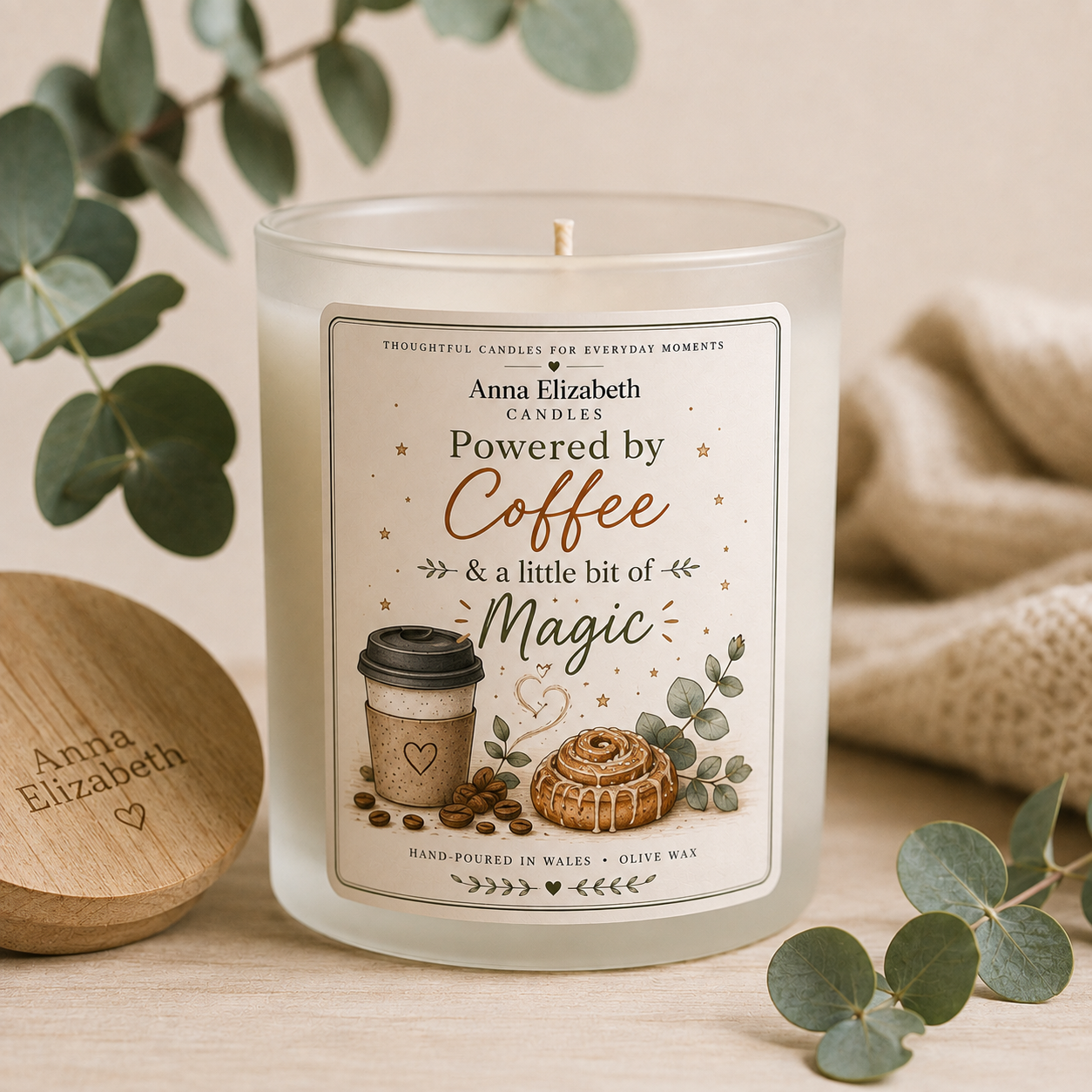 Powered by Coffee Candle, Coffee Lover Gift, Coffee Candle, Gift for Coffee Lover, Funny Candle Gift, Cosy Autumn Candle, Gift for Her