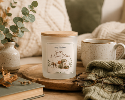 Sorry I Have Plans Candle, Homebody Gift, Introvert Gift, Cosy Autumn Candle, Funny Candle Gift, Autumn Gift for Her