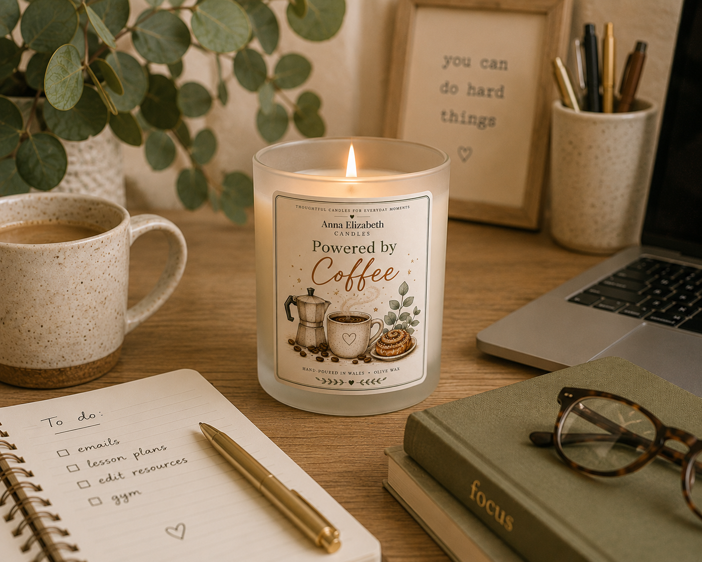 Powered by Coffee Candle, Coffee Lover Gift, Coffee Candle, Gift for Coffee Lover, Funny Candle Gift, Cosy Autumn Candle, Gift for Her