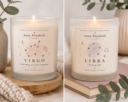 Zodiac Candle, Star Sign Candle, Birthday Gift for Her, Astrology Gift, Zodiac Birthday Gift, Personalised Candle, Gift for Her