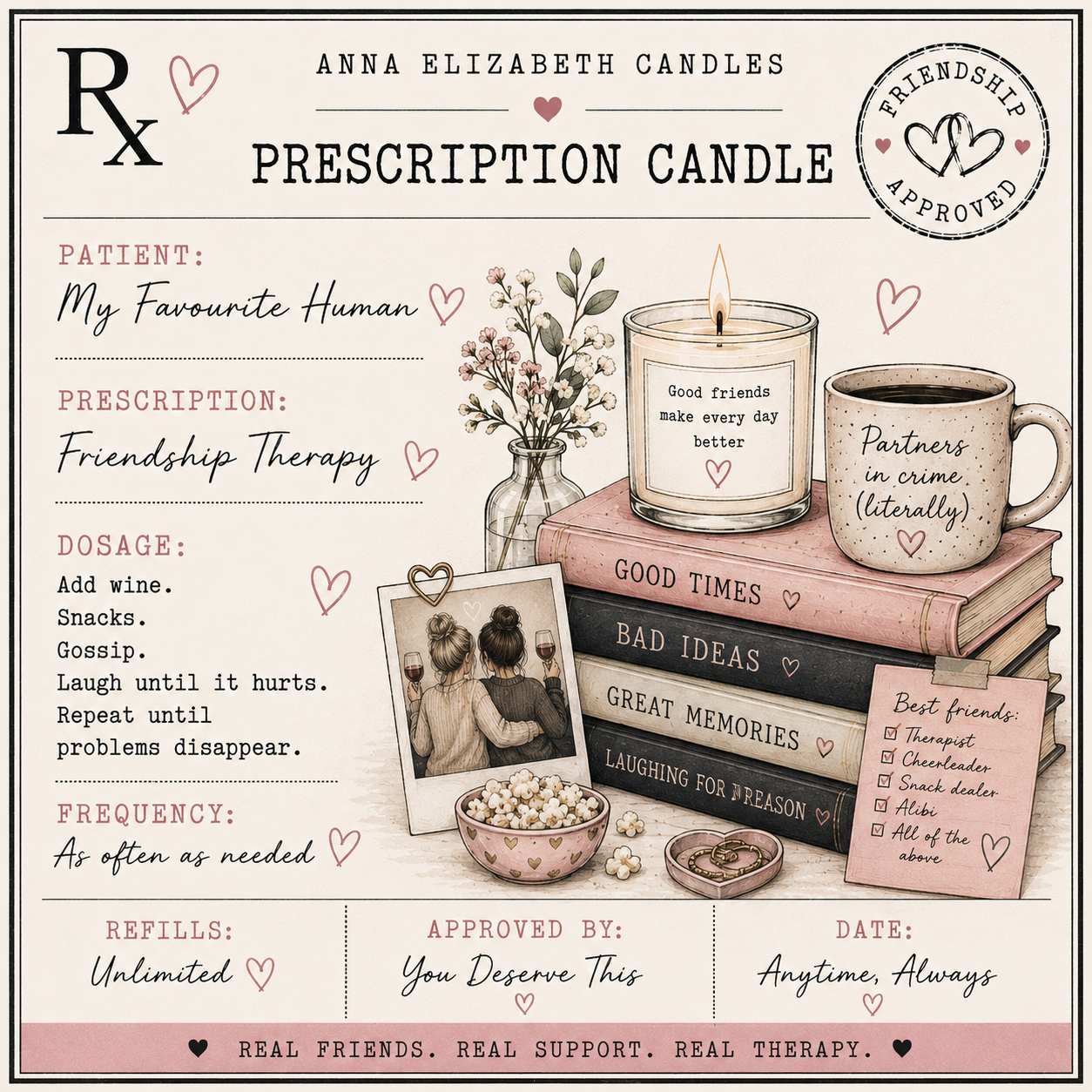 Prescription Candle, Custom Candle Gift, Funny Personalised Gift, Birthday Gift for Her, Teacher Gift, Mum Gift, New Home Candle