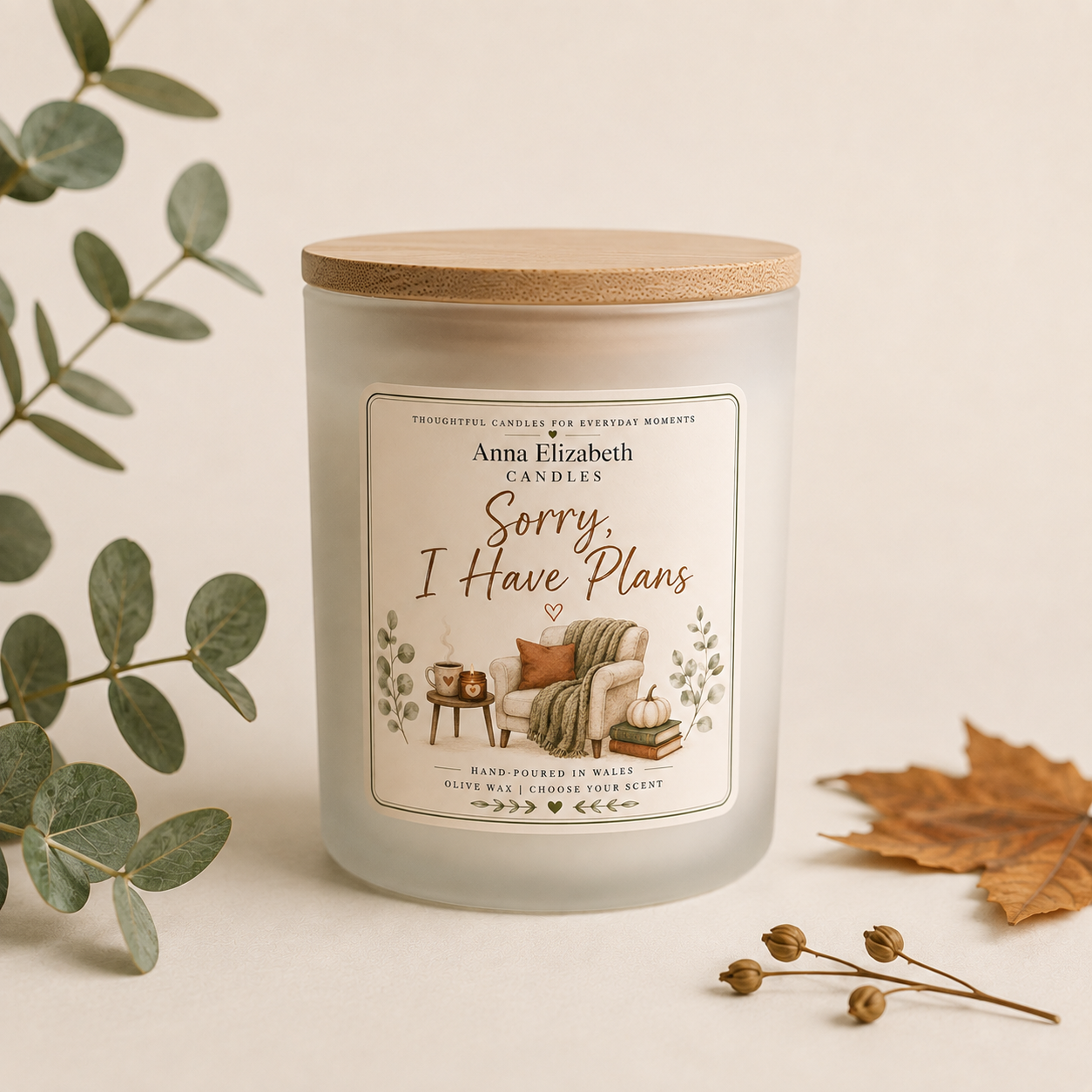 Sorry I Have Plans Candle, Homebody Gift, Introvert Gift, Cosy Autumn Candle, Funny Candle Gift, Autumn Gift for Her