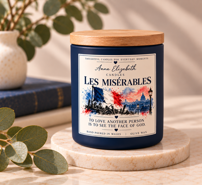 Les Miserables Inspired Candle, Musical Theatre Gift, Les Mis Gift, Handmade Olive Wax Candle, Theatre Lover Gift