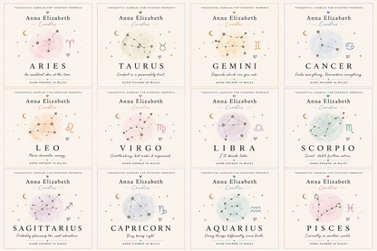 Zodiac Candle, Star Sign Candle, Birthday Gift for Her, Astrology Gift, Zodiac Birthday Gift, Personalised Candle, Gift for Her