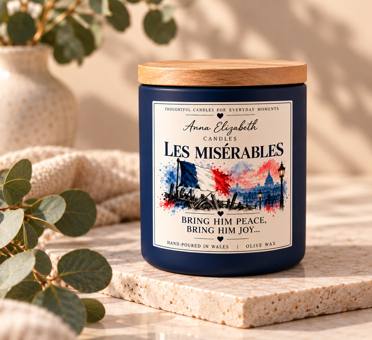 Les Miserables Inspired Candle, Musical Theatre Gift, Les Mis Gift, Handmade Olive Wax Candle, Theatre Lover Gift