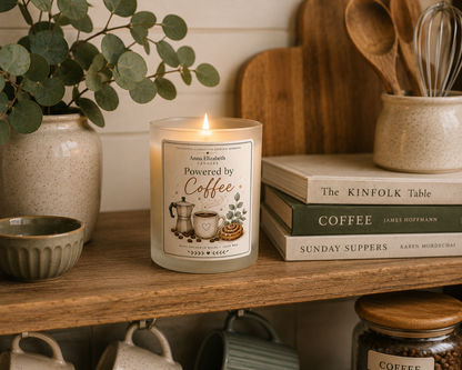 Powered by Coffee Candle, Coffee Lover Gift, Coffee Candle, Gift for Coffee Lover, Funny Candle Gift, Cosy Autumn Candle, Gift for Her