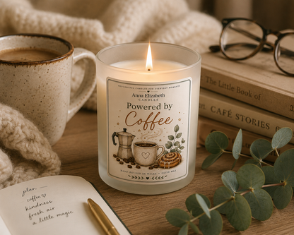 Powered by Coffee Candle, Coffee Lover Gift, Coffee Candle, Gift for Coffee Lover, Funny Candle Gift, Cosy Autumn Candle, Gift for Her
