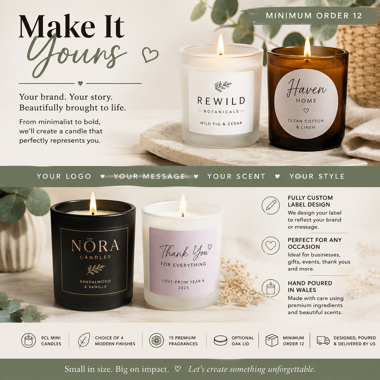 Medium 20cl Bespoke Candles | Custom Logo & Private Label