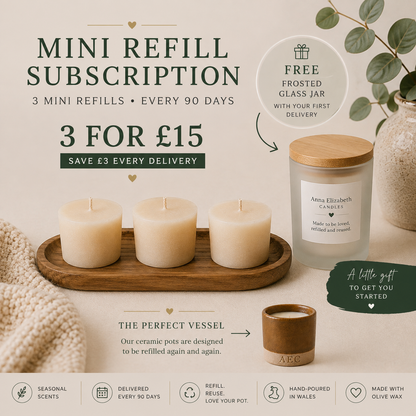 Mini Refill Candle Subscription – 3 Seasonal Refills
