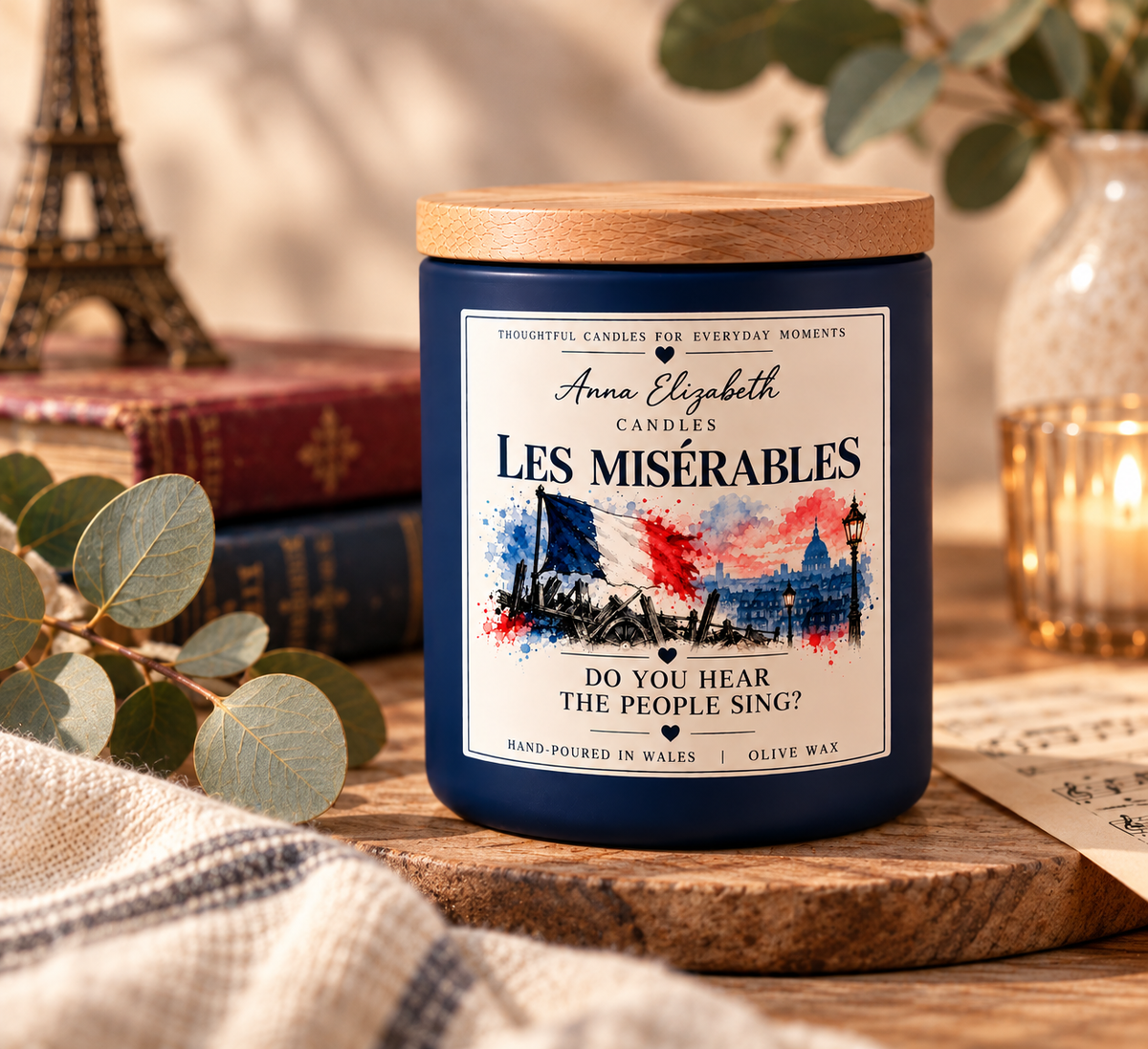 Les Miserables Inspired Candle, Musical Theatre Gift, Les Mis Gift, Handmade Olive Wax Candle, Theatre Lover Gift