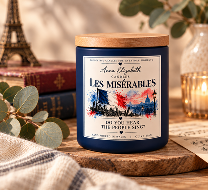 Les Miserables Inspired Candle, Musical Theatre Gift, Les Mis Gift, Handmade Olive Wax Candle, Theatre Lover Gift