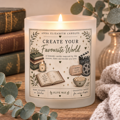 Personalised Book Candle, Film Inspired Candle, Custom Favourite World Candle, Book Lover Gift, Movie Lover Gift, Bespoke Candle,