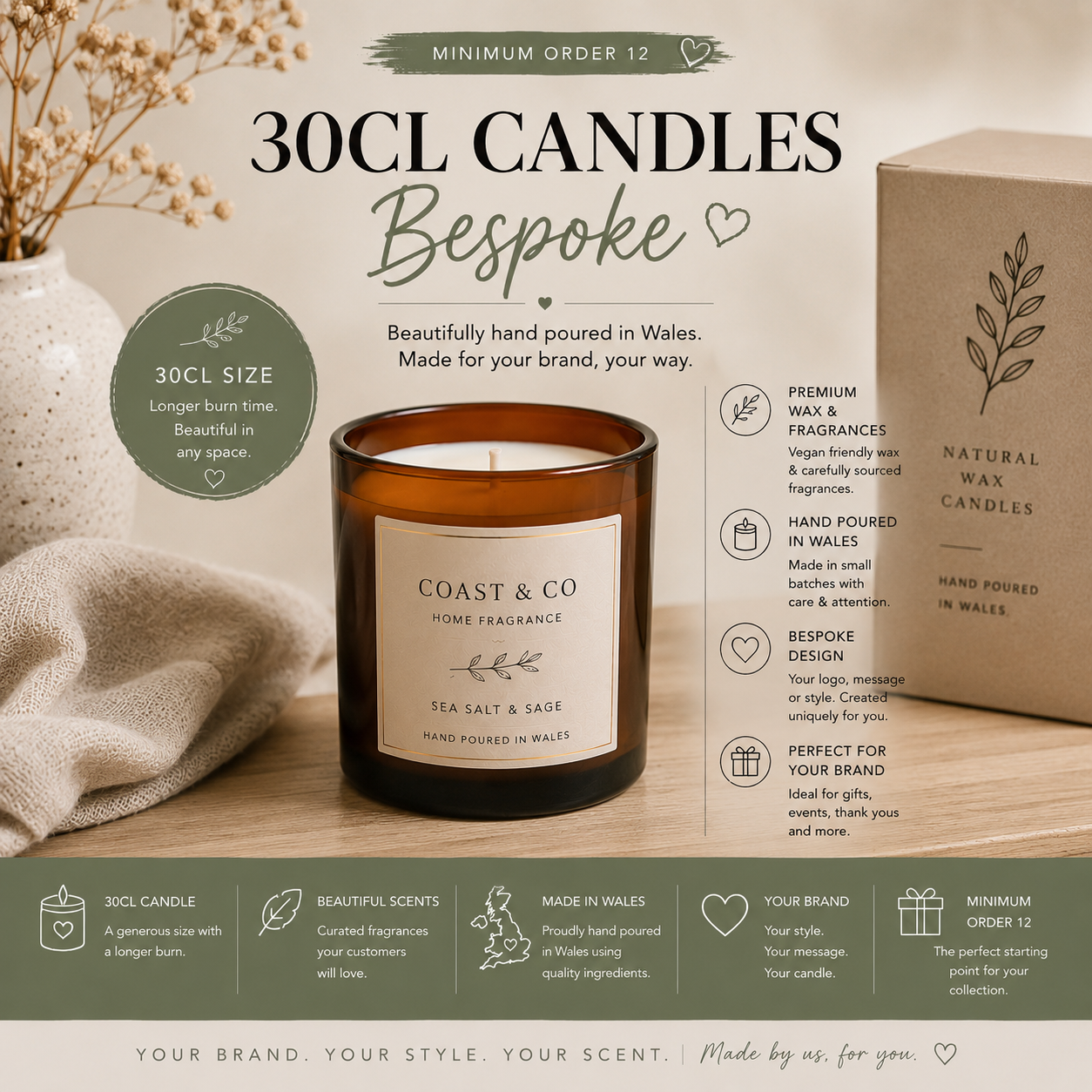 30cl Branded Candles | Custom Business, Wholesale & Corporate Candles