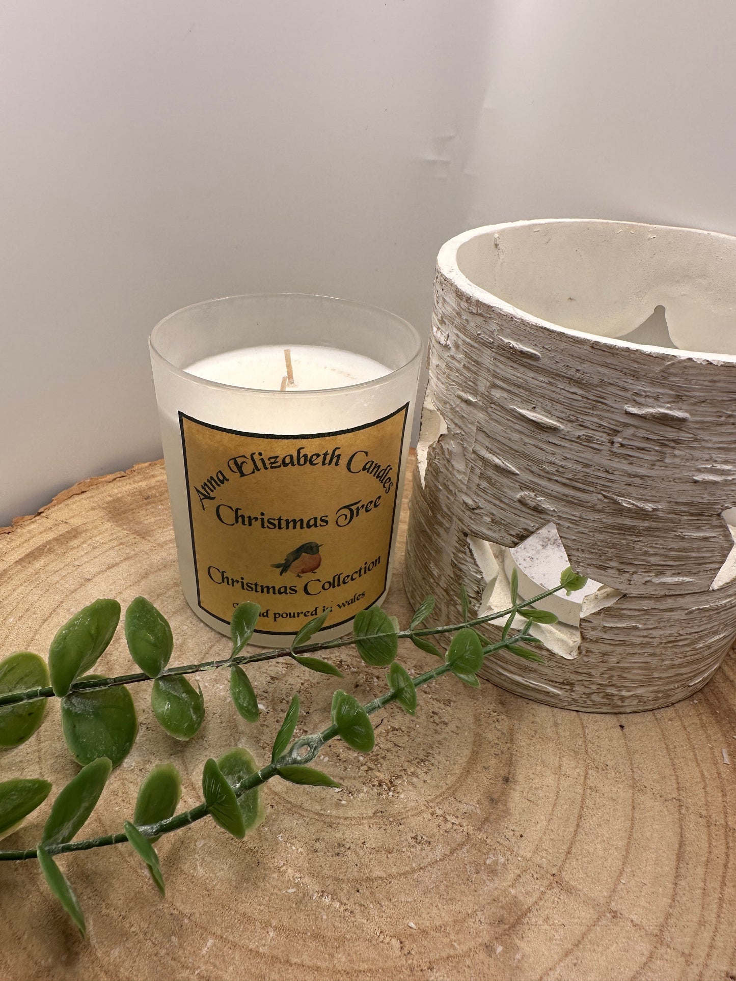 Large Frosted Christmas Candle