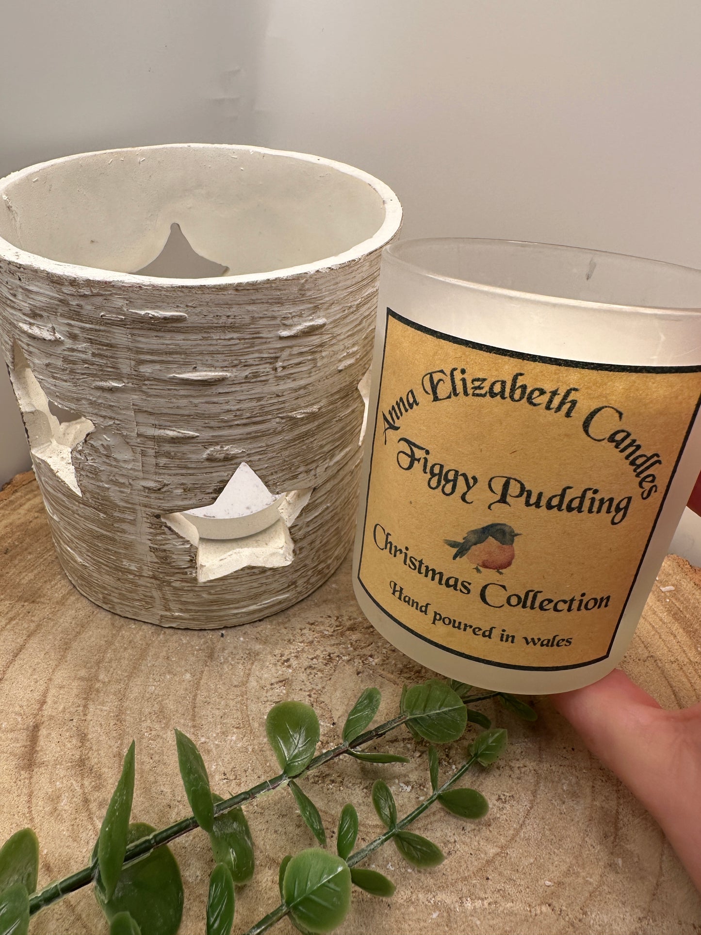 Large Frosted Christmas Candle