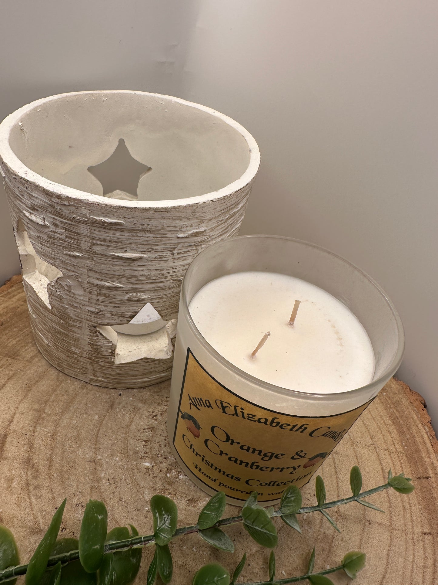 Large Frosted Christmas Candle