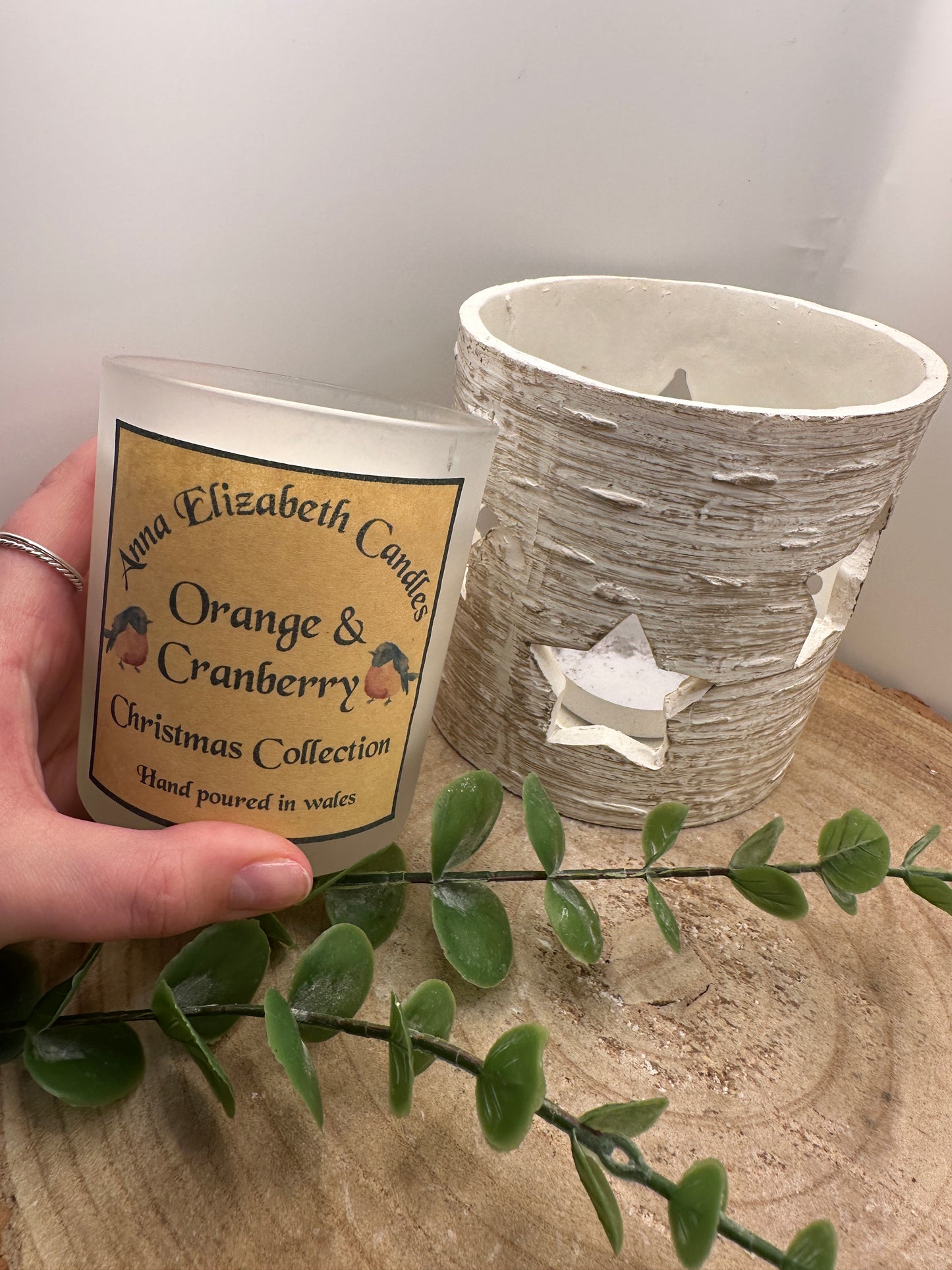 Large Frosted Christmas Candle