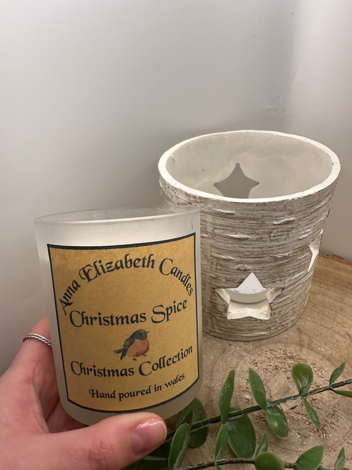 Large Frosted Christmas Candle