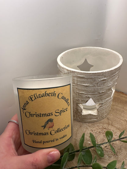 Large Frosted Christmas Candle