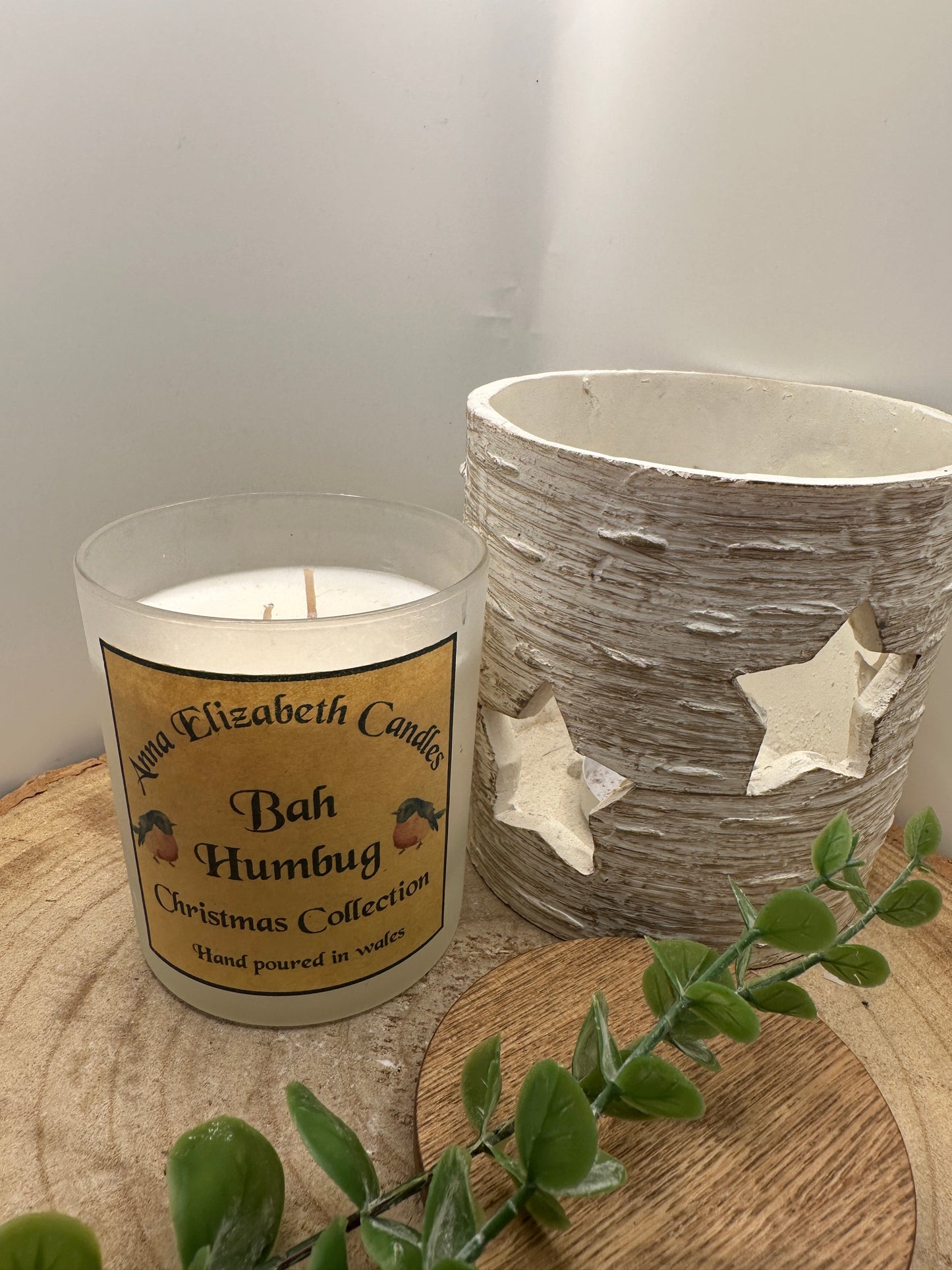 Large Frosted Christmas Candle