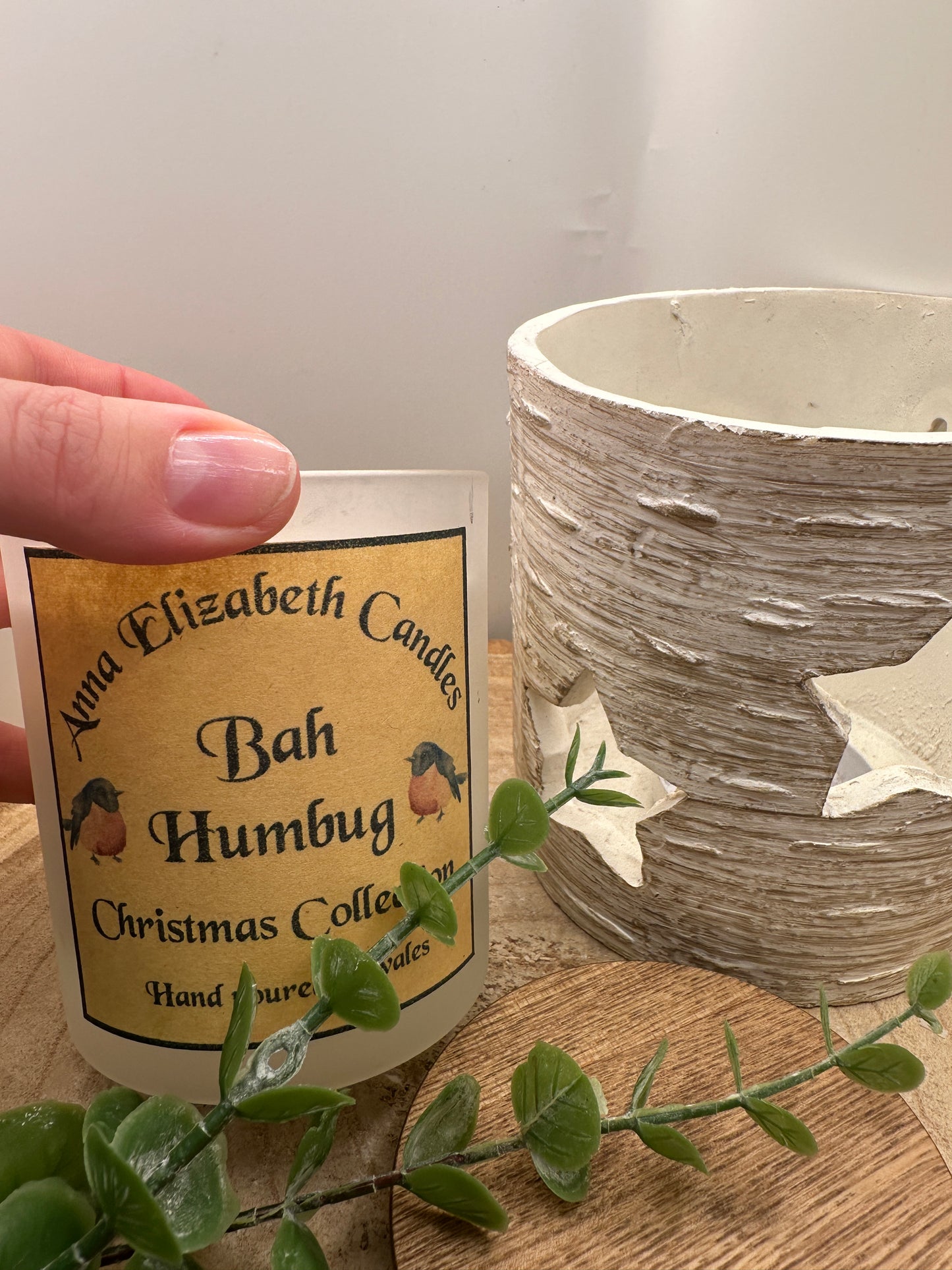 Large Frosted Christmas Candle