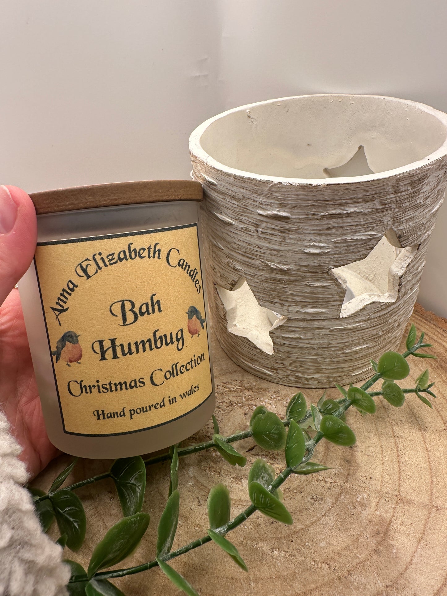 Large Frosted Christmas Candle