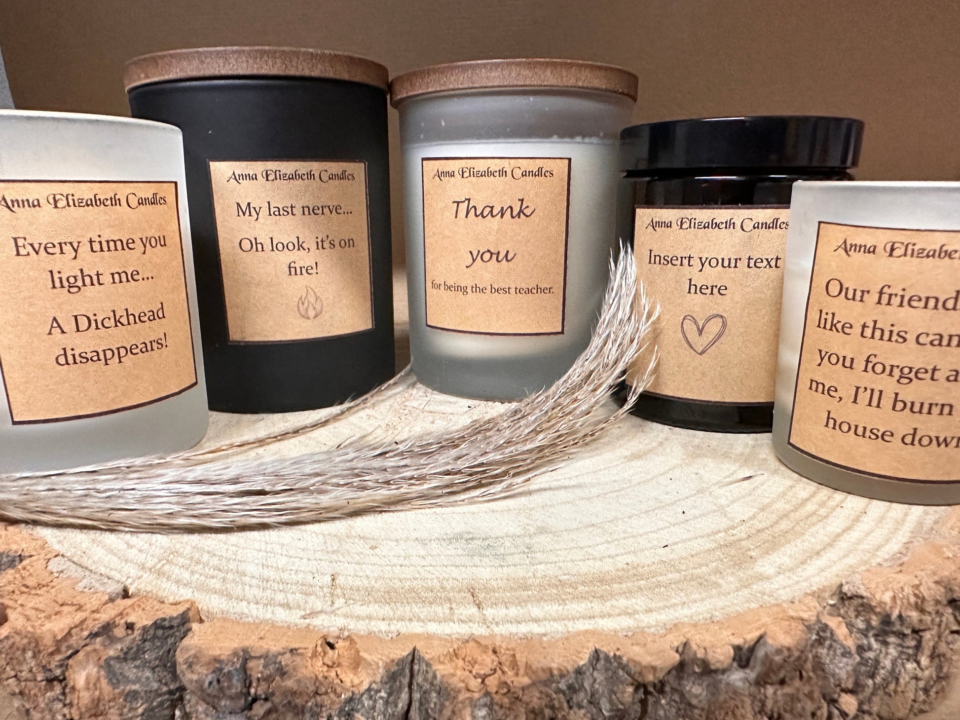 Mini Black Cotton Wick Personalised Soy Wax Scented Candles. Thank you, Funny, Friendship Messages.