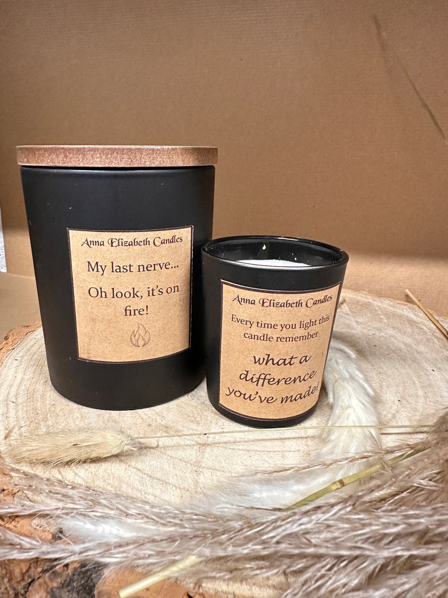 Mini Black Cotton Wick Personalised Soy Wax Scented Candles. Thank you, Funny, Friendship Messages.