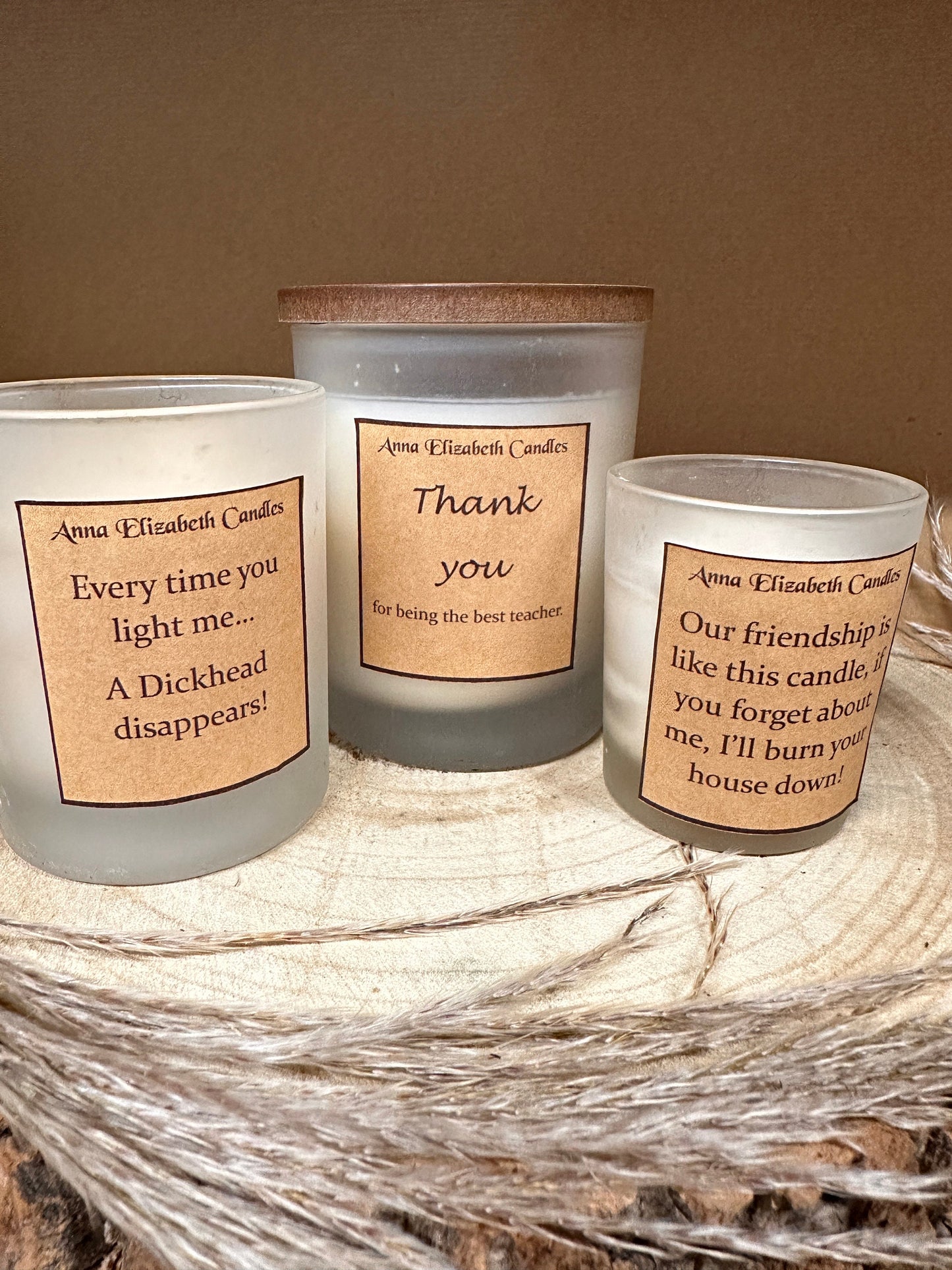 Mini Black Cotton Wick Personalised Soy Wax Scented Candles. Thank you, Funny, Friendship Messages.