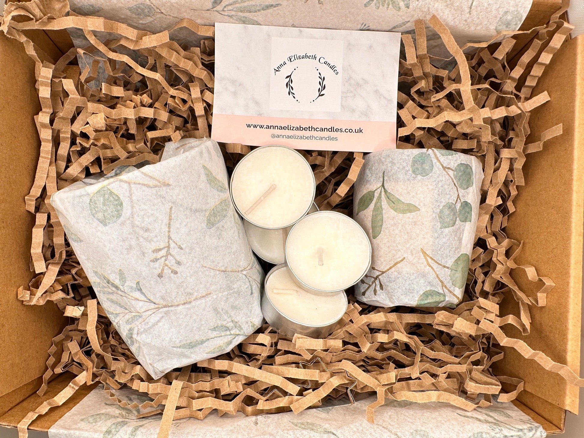 Packaged with tissue paper - All our orders are hand wrapped with our signature tissue paper and come with a selection of tealights from our original collection.