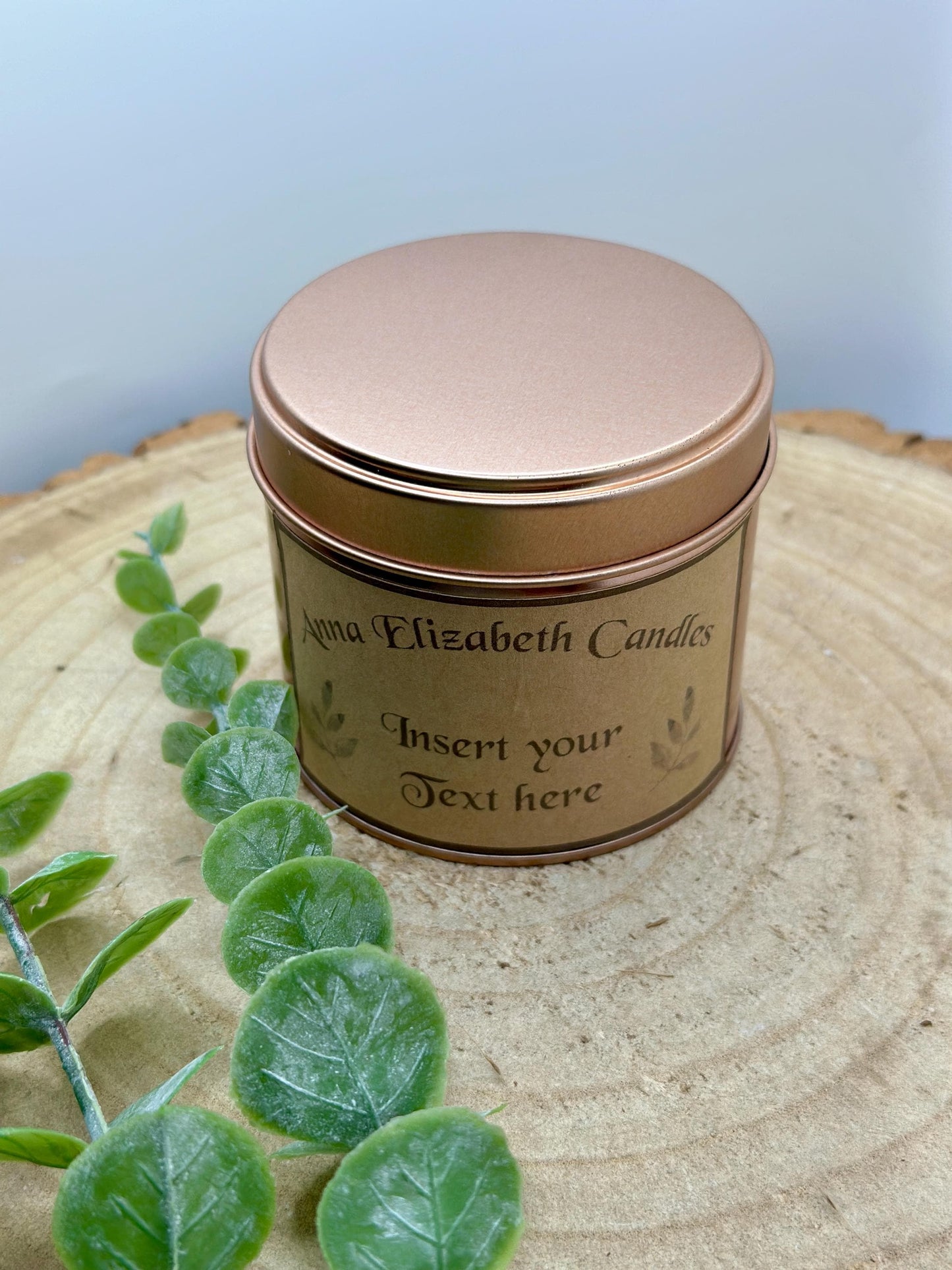 Rose Gold Candle, Candles with wooden wicks, Candles in a tin, Handmade gifts, Personalised Gifts,