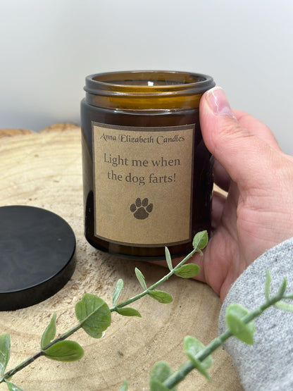 Funny Candle, 'Light me when the dog farts', Gift for animal lovers, Gift for pet owners, Scented Candle Gifts, Pet Candle, Candle Gift
