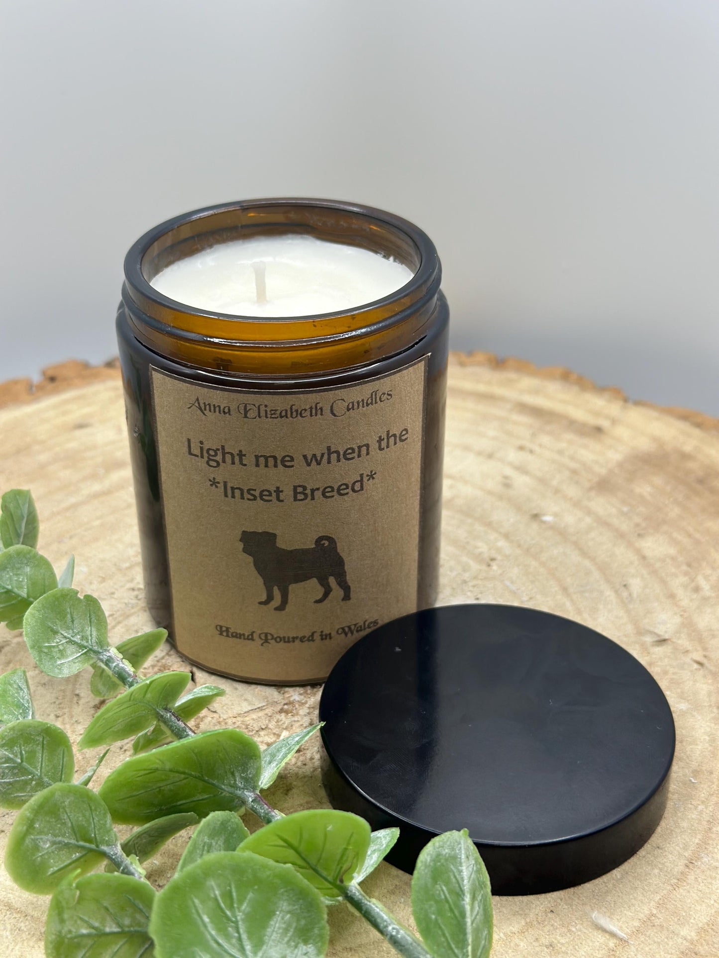 Light Me When The Dog Farts Candle, Personalised Dog Breed Candles, Amber Candles, Soy Wax Candle Gifts, Handmade in Wales,