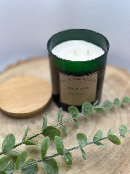 Green Candle, Personalised Candle Gifts, Insert your own text, Soy Wax Candles, Scented Candles