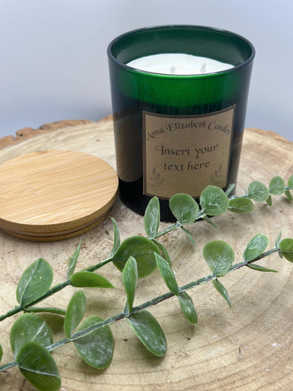 Green Candle, Personalised Candle Gifts, Insert your own text, Soy Wax Candles, Scented Candles