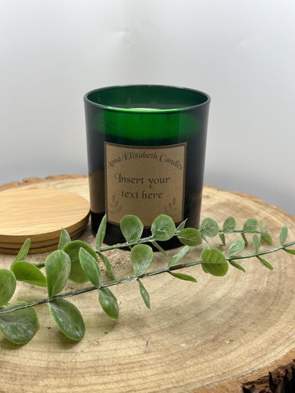 Green Candle, Personalised Candle Gifts, Insert your own text, Soy Wax Candles, Scented Candles