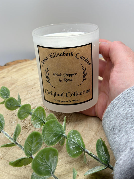 Scented Soy Wax Candle, Home Fragrance, Handmade in Wales, Medium Frosted Candle, Personalised Gift, Original Collection Scents