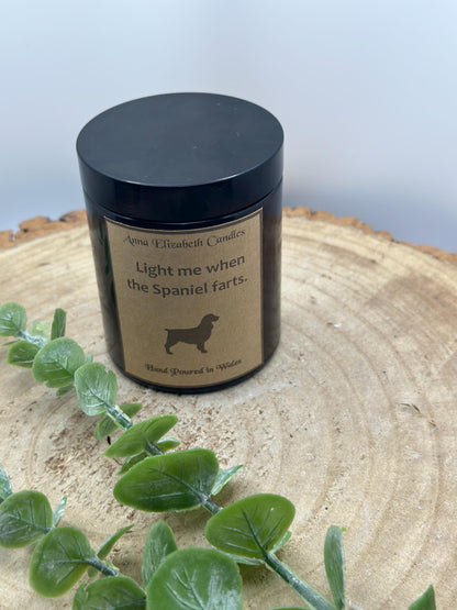 Light Me When The Dog Farts Candle, Personalised Dog Breed Candles, Amber Candles, Soy Wax Candle Gifts, Handmade in Wales,