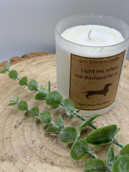 Light Me When The Dog Farts Candle, Personalised Dog Breed Candles, Medium Frosted Candles, Soy Wax Candle Gifts, Handmade in Wales,