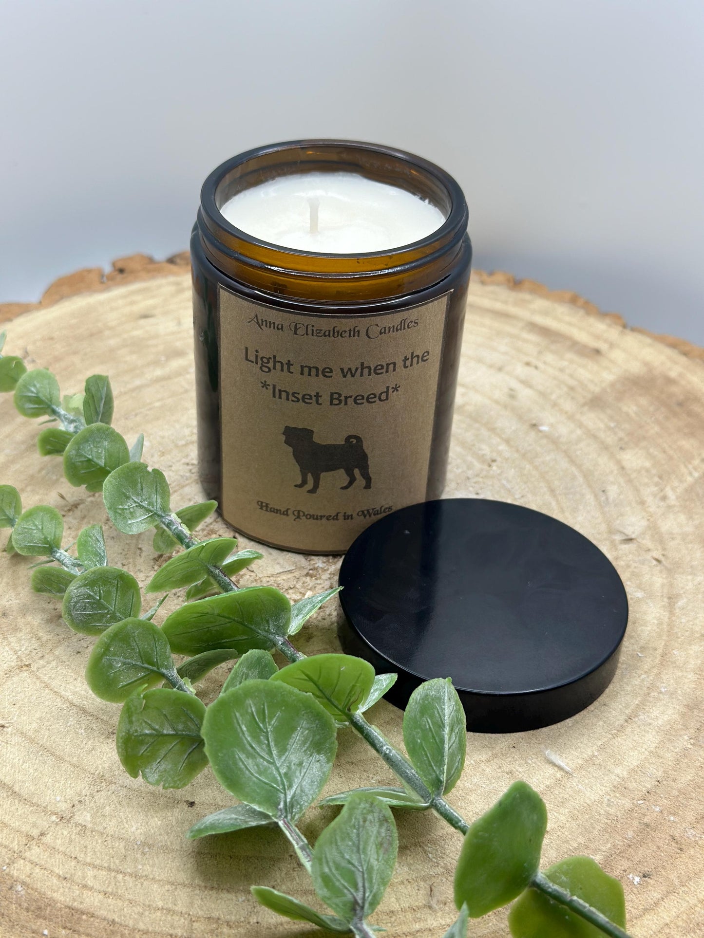 Light Me When The Dog Farts Candle, Personalised Dog Breed Candles, Amber Candles, Soy Wax Candle Gifts, Handmade in Wales,