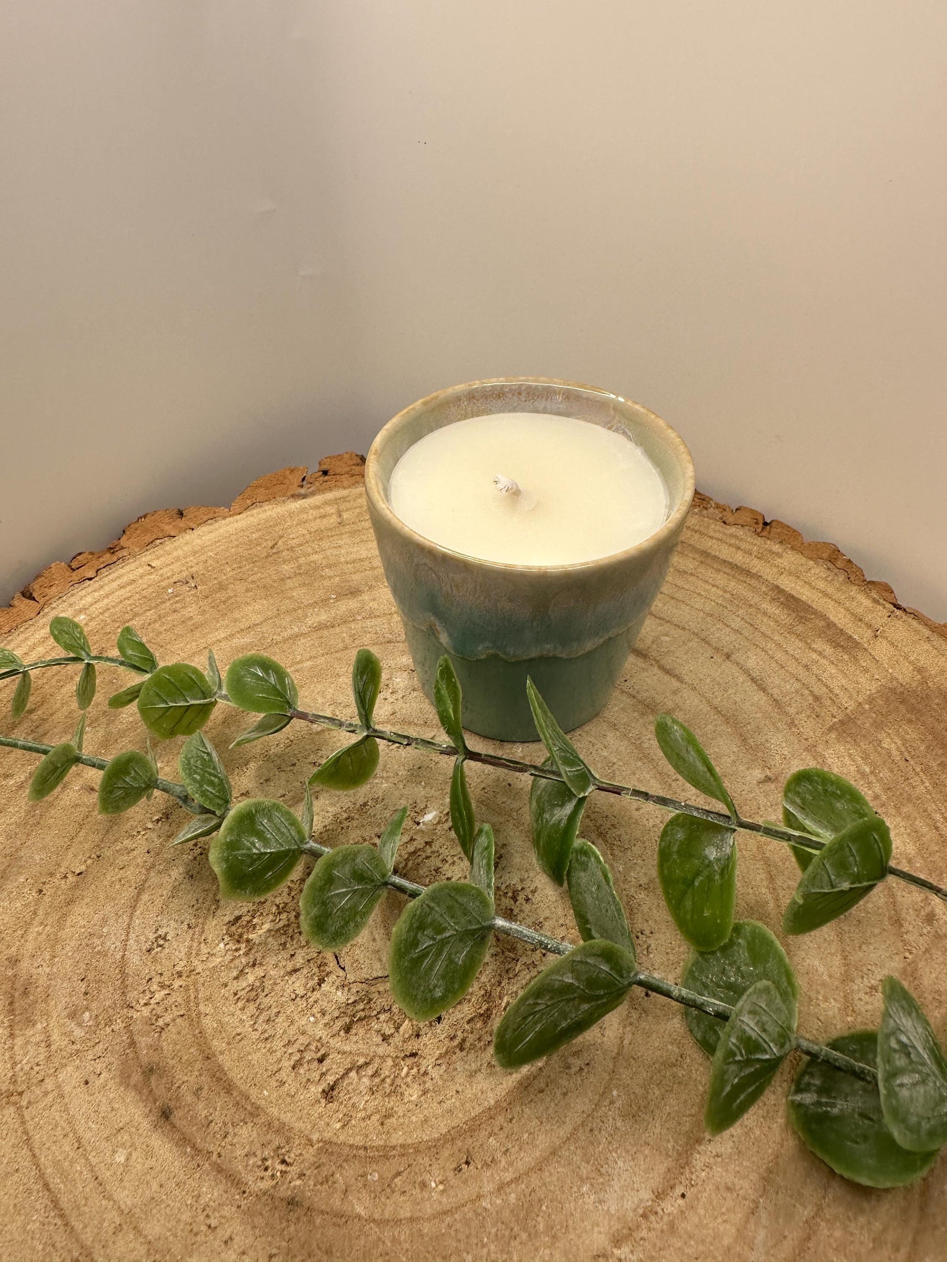 A Little Pot of Calm, Mini Essential Oil Candle, Made with Olive Wax, Relaxing Scented Candle, Aqua Wellness Candle